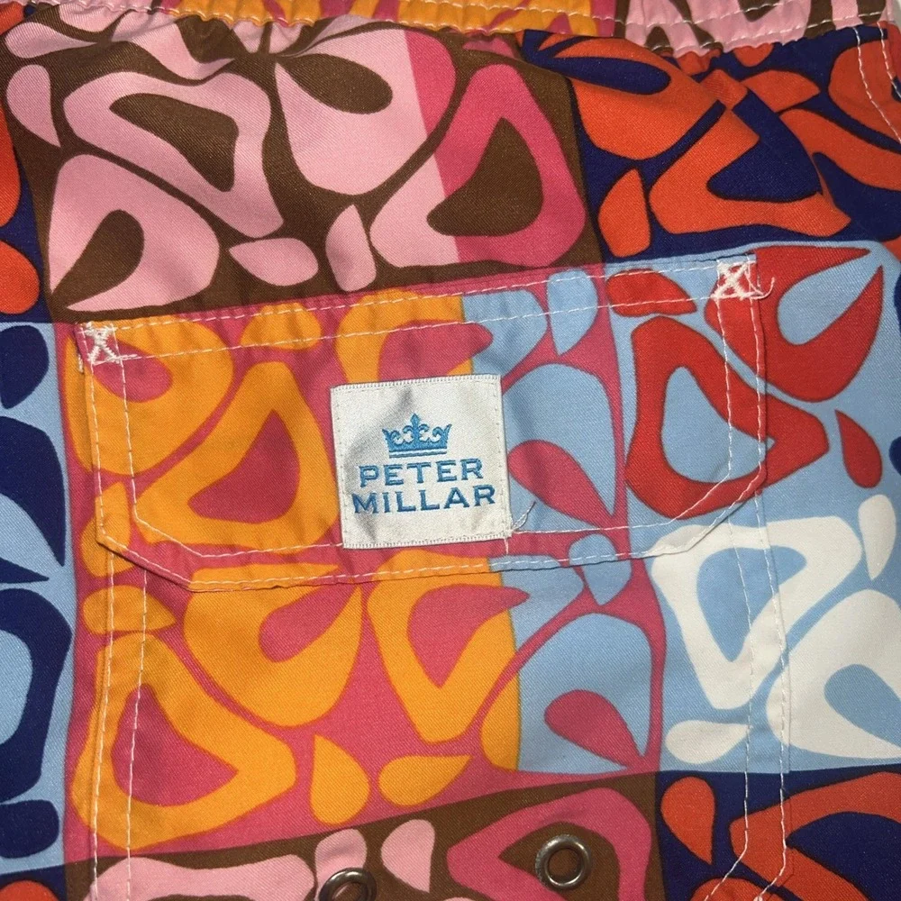 Peter Millar Mens Swim Trunks Sz Lg‎ Colorful Shorts Mesh Beach Cruise Vacation